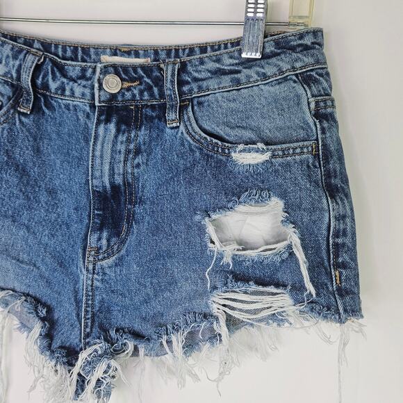 Vervet for Altar'd State Distressed High Rise Denim Shorts Size 29 Cutoff Frayed - Picture 4 of 12